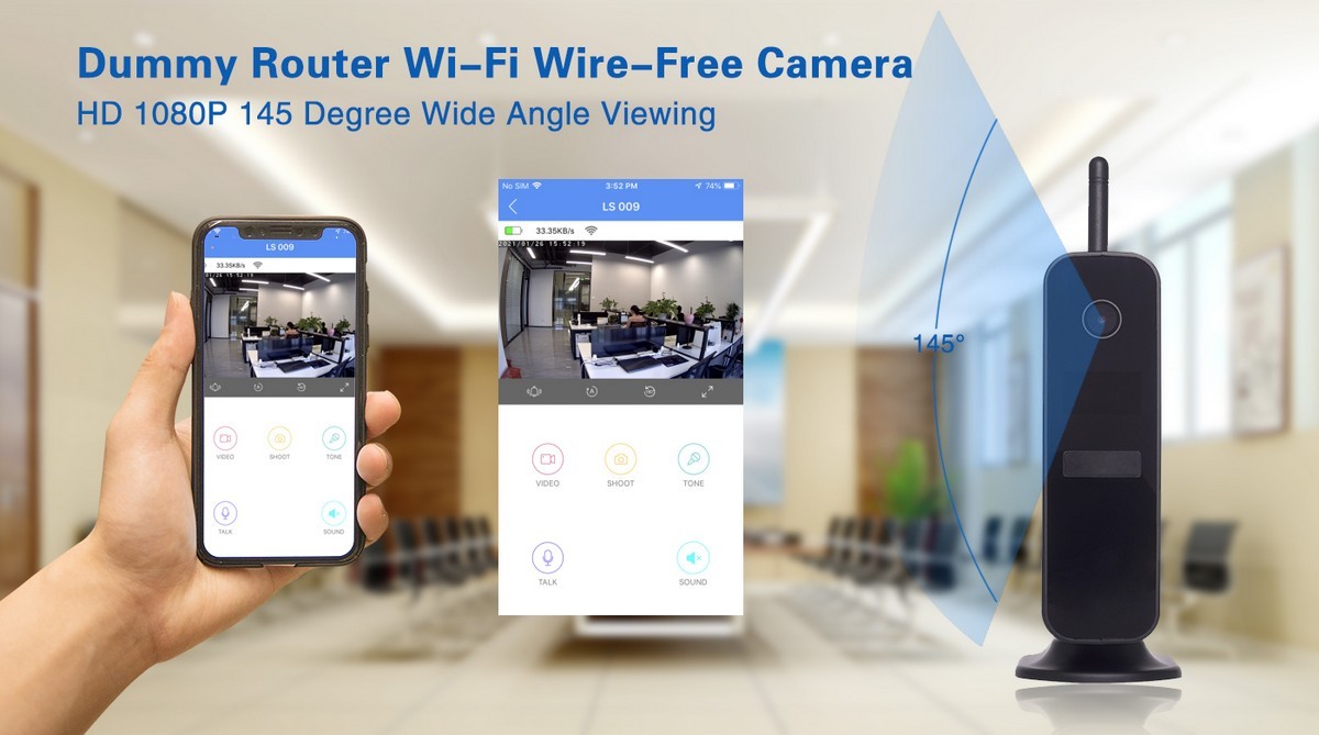 wifi camera in the router with an angle of 145 degrees
