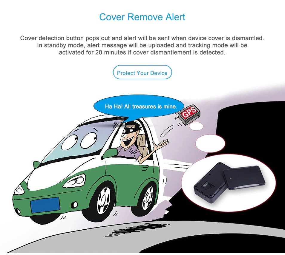 gps tracker detection of cover removal