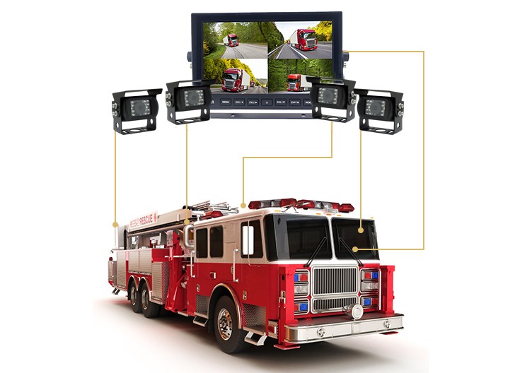 camera and monitor assembly for a fire truck