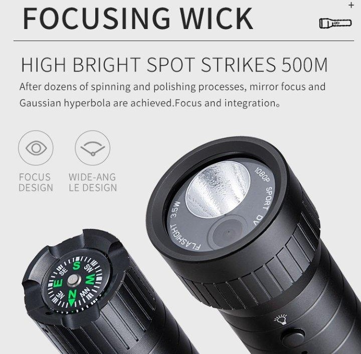 flashlight with full hd camera spy + led lighting