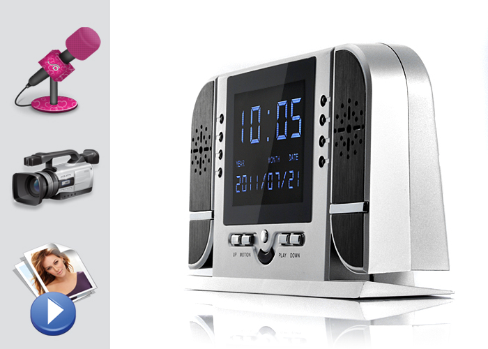 LCD alarm clock with camera + motion detection + night IR LED