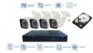 CCTV Camera set 4x infra camera 720P + 20m IR and DVR + 1TB HDD