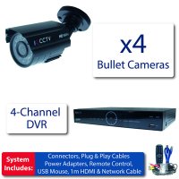 Professional CCTV system 4 x 960H bullet camera + DVR with 1TB 