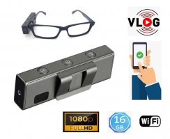 WiFi POV sports Vlog FULL HD camera for glasses + 16GB