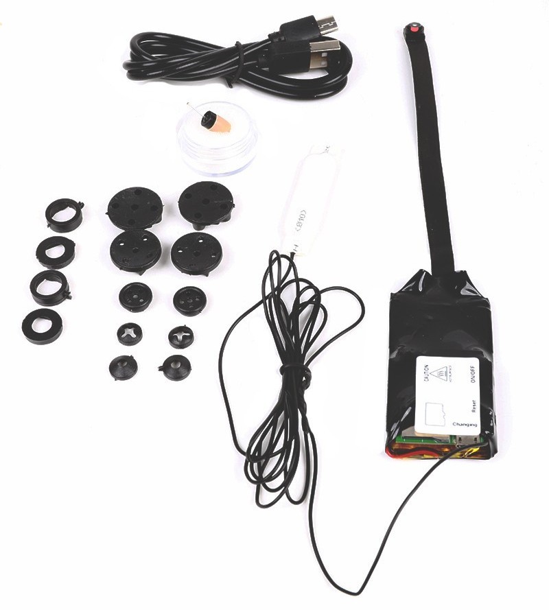 button pinhole camera + spy earpiece for text exams