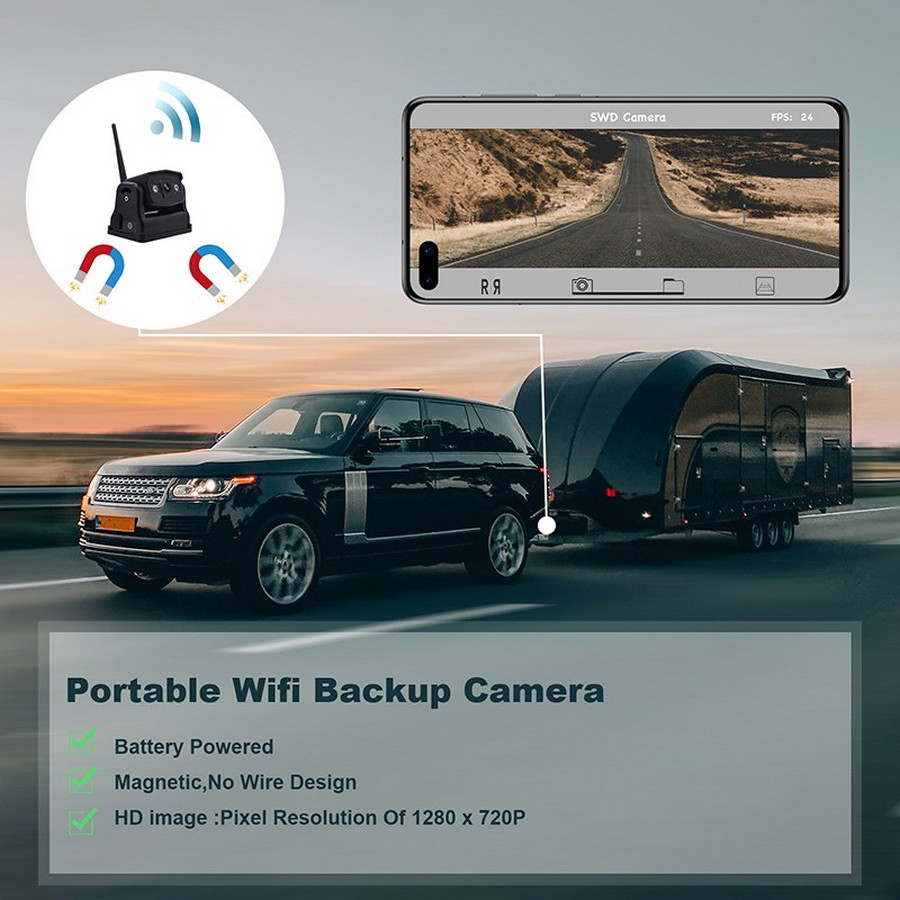 WiFi reversing camera HD 720P with magnet for mobile app