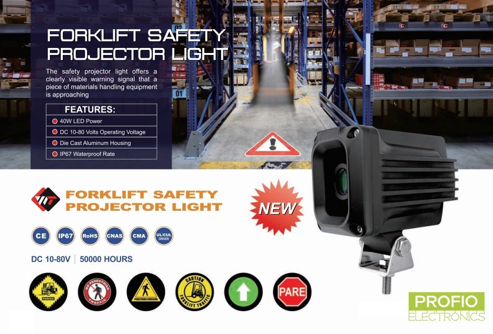GOBO projector for forklift trucks 10-80V with IP67 - 30W projection