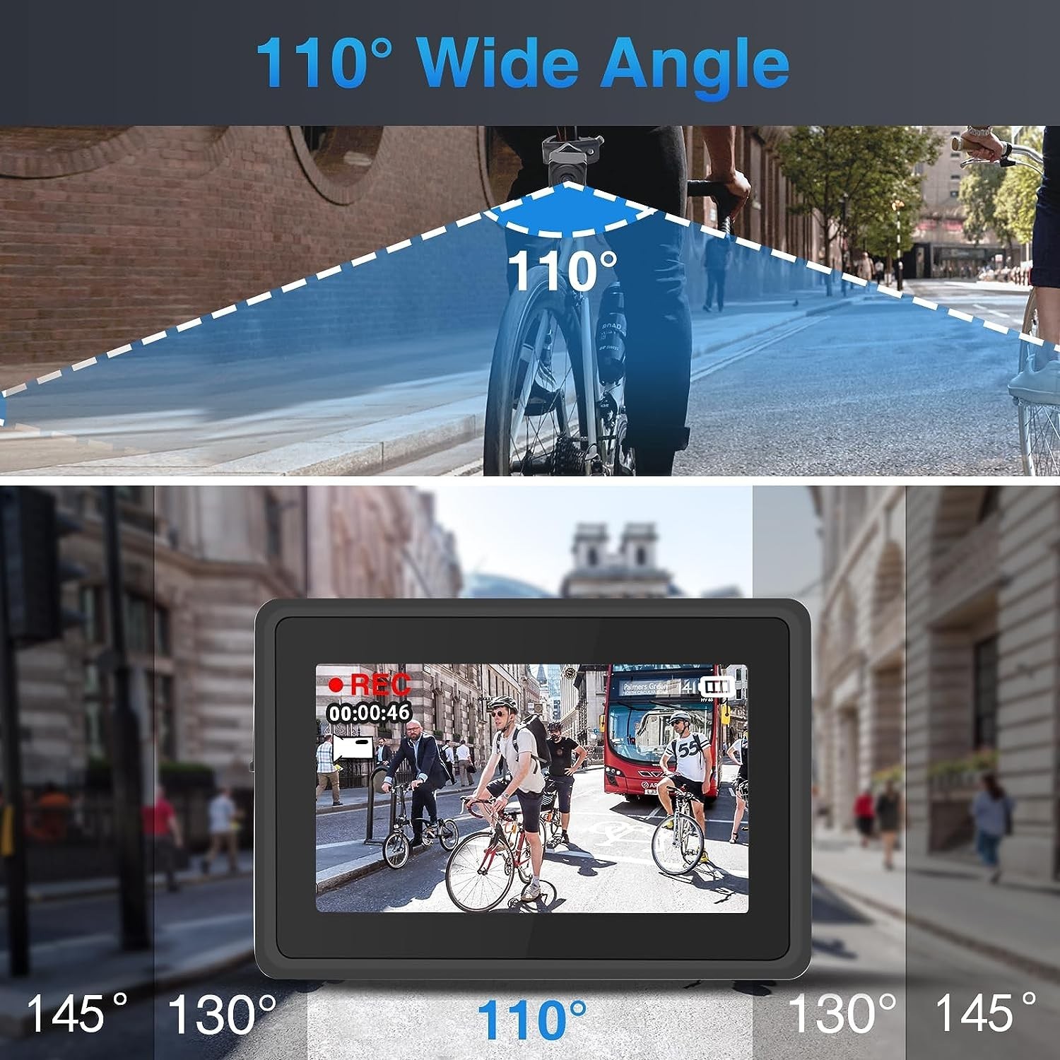 bicycle camera set - viewing angle 110 degrees