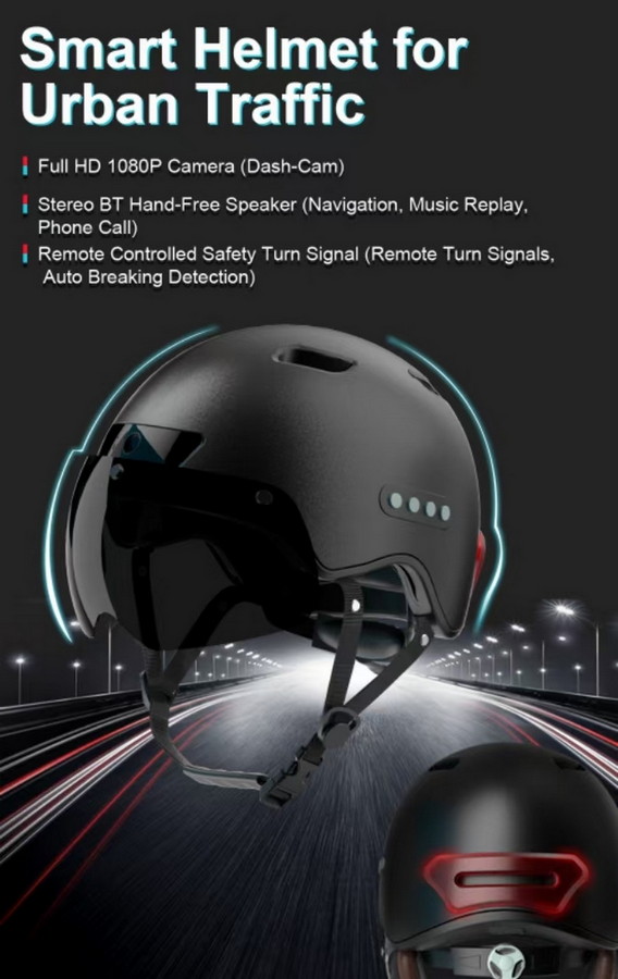 Cycling/Moto helmet with camera suitable as women/men bike helmet with bluetooth + Handsfree