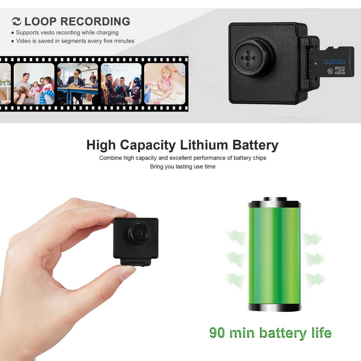 mini button camera spy hidden full hd with audio recording