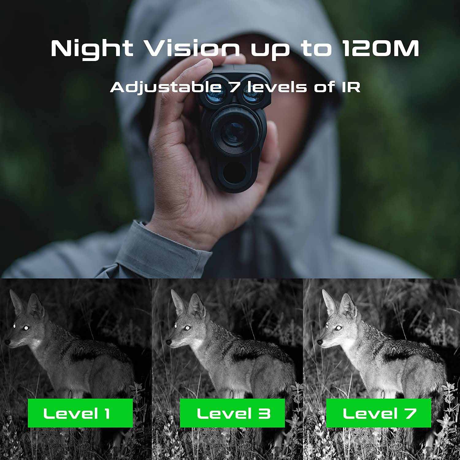 Monocular with night vision up to 120m at night + 6x ZOOM rangefinder