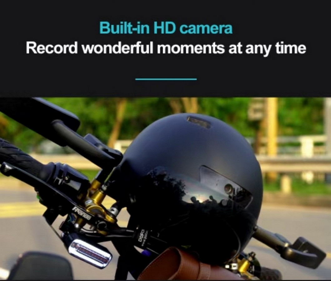 built-in camera in a bicycle helmet with recording