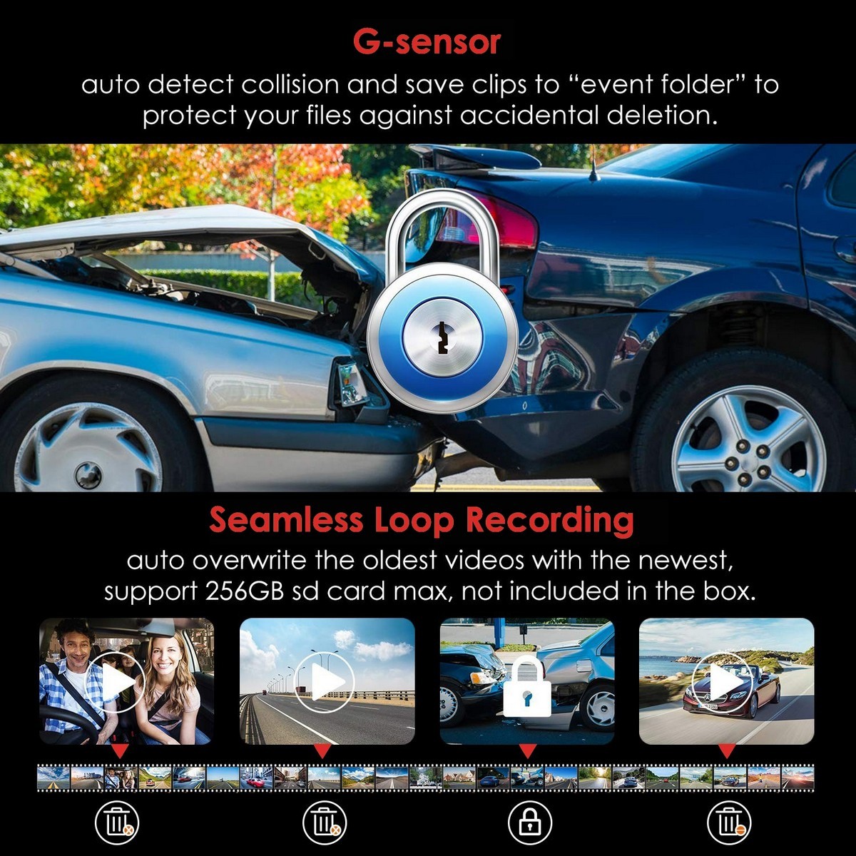 built-in G-sensor - car camera