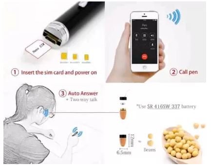 spy earpiece + sim card pen