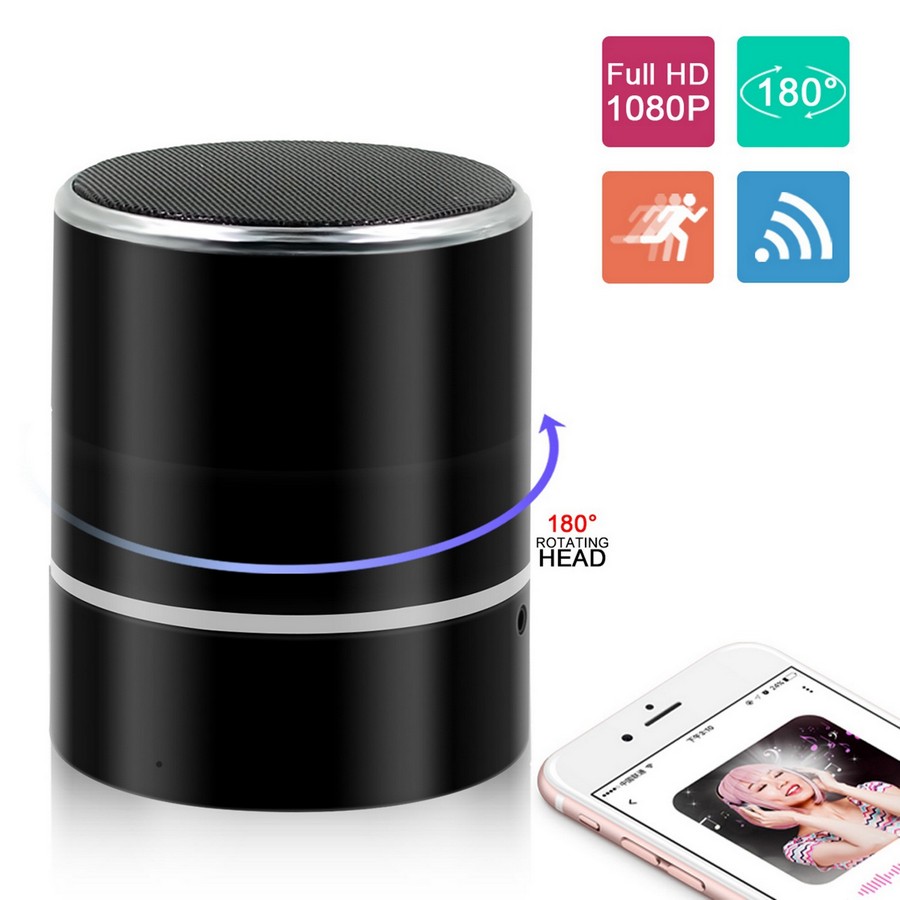 Bluetooth speaker with FULL HD Wifi P2P rotating camera