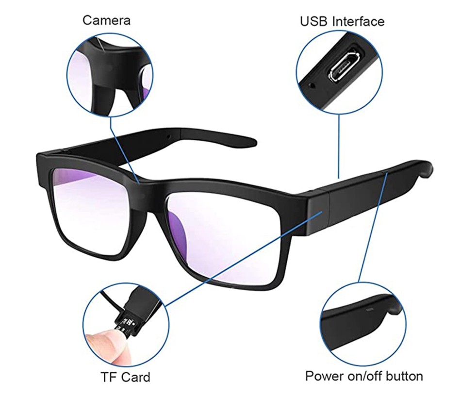 camera hidden in wifi spy glasses live transmission on smartphone