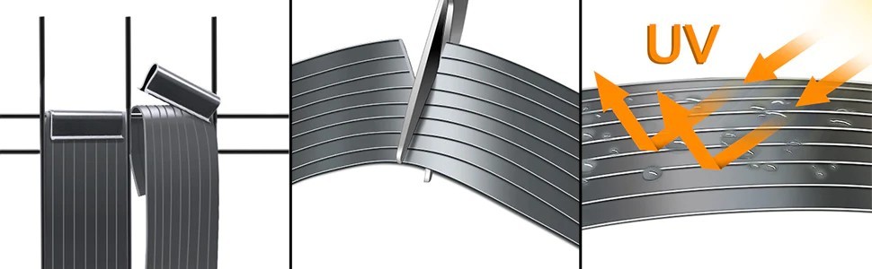 lamellas into the mesh - PVC slats, high resistance