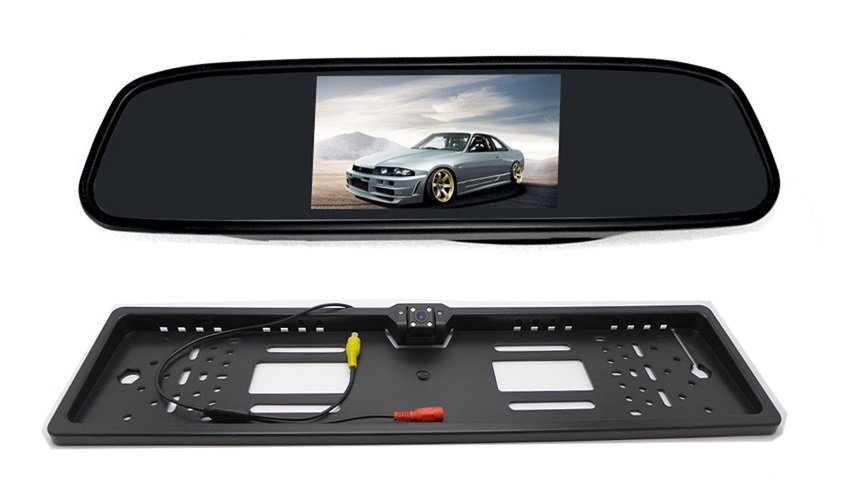 Rear view mirror with 4.3 "TFT rear camera and the backing plate with IR Night Vision