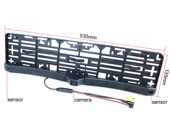 Reversing Camera in license plate pads with parking sensors