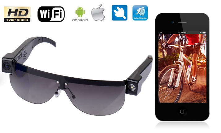 Sun glasses with hd wifi camera