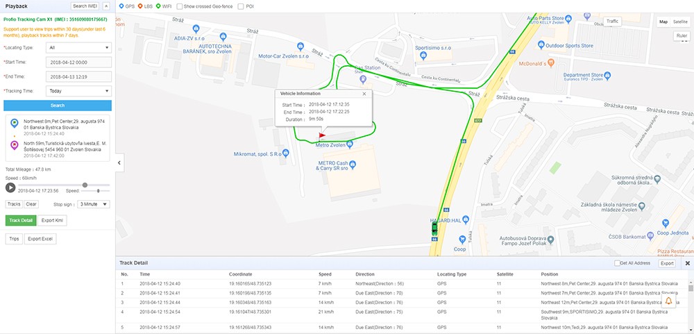 profio camera in car live monitoring vehicle via gps