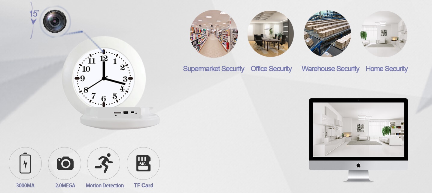 full hd camera in clock with PIR sensor