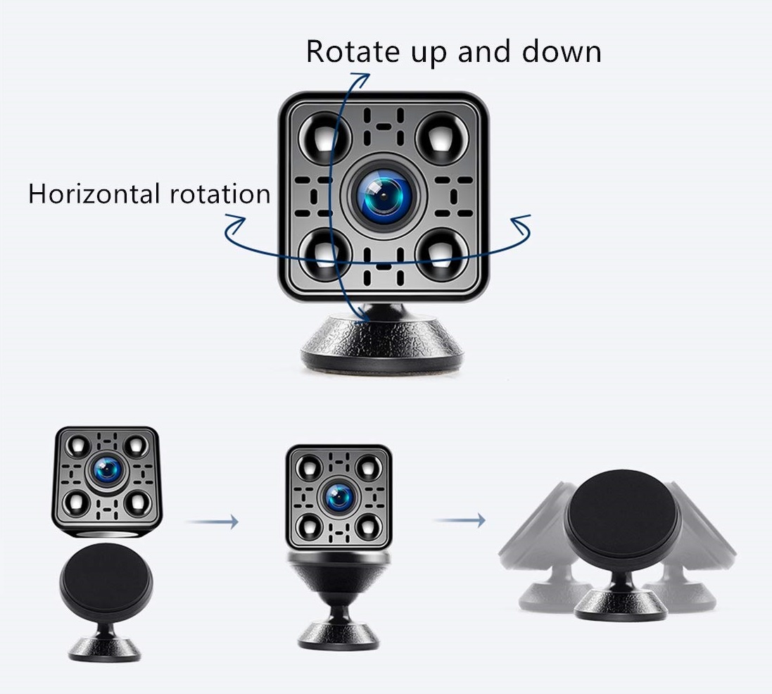 micro spy camera with swivel 360° magnetic mount