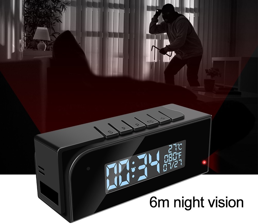 wifi camera in the alarm clock - night vision and motion detection