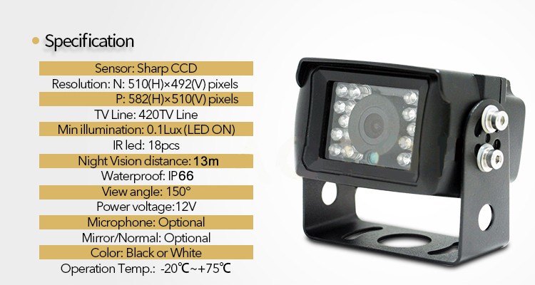 universal reversing camera IR LED 13m