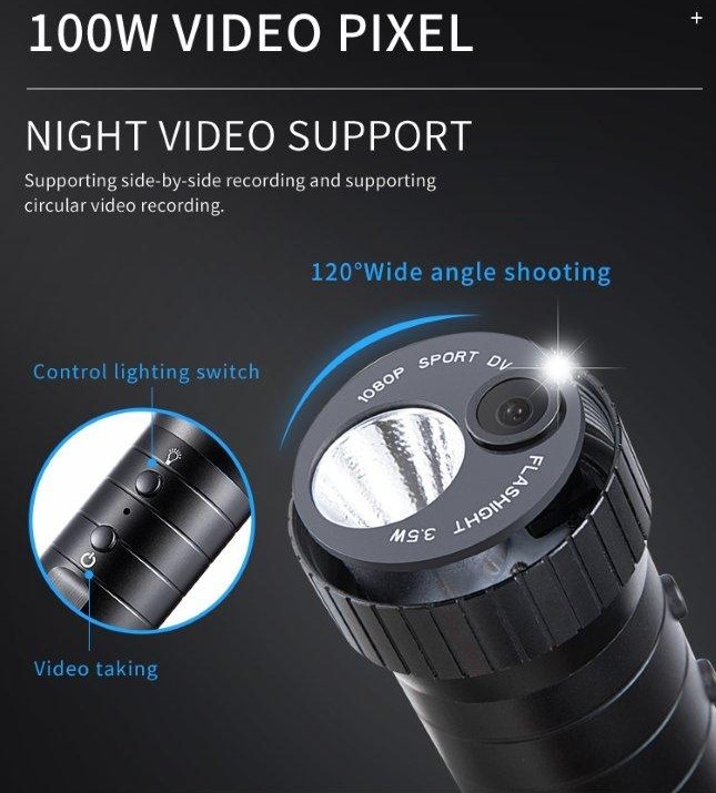 led flashlight with camera spy hidden