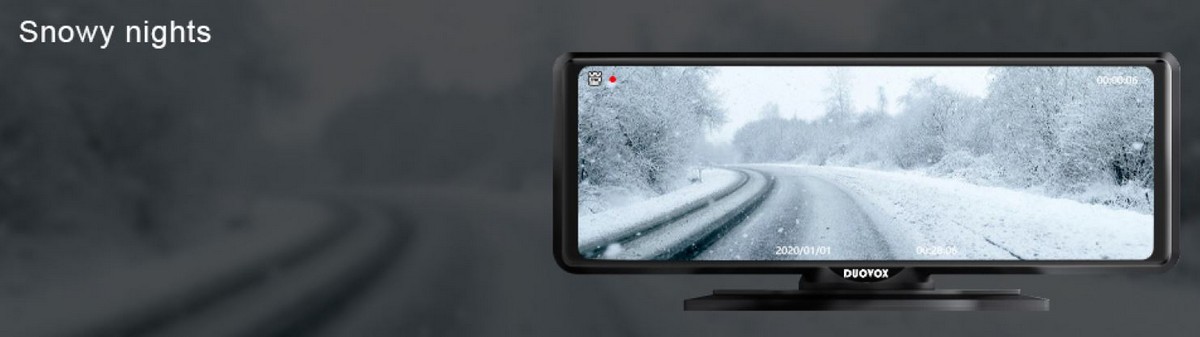 duovox v9 best car camera - snowfall