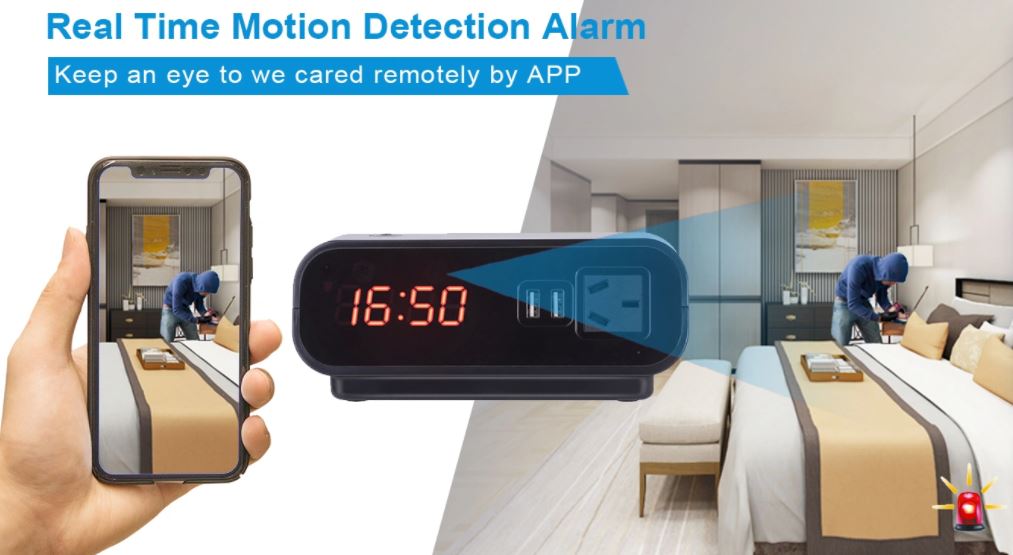 digital alarm clock with camera - motion detection function