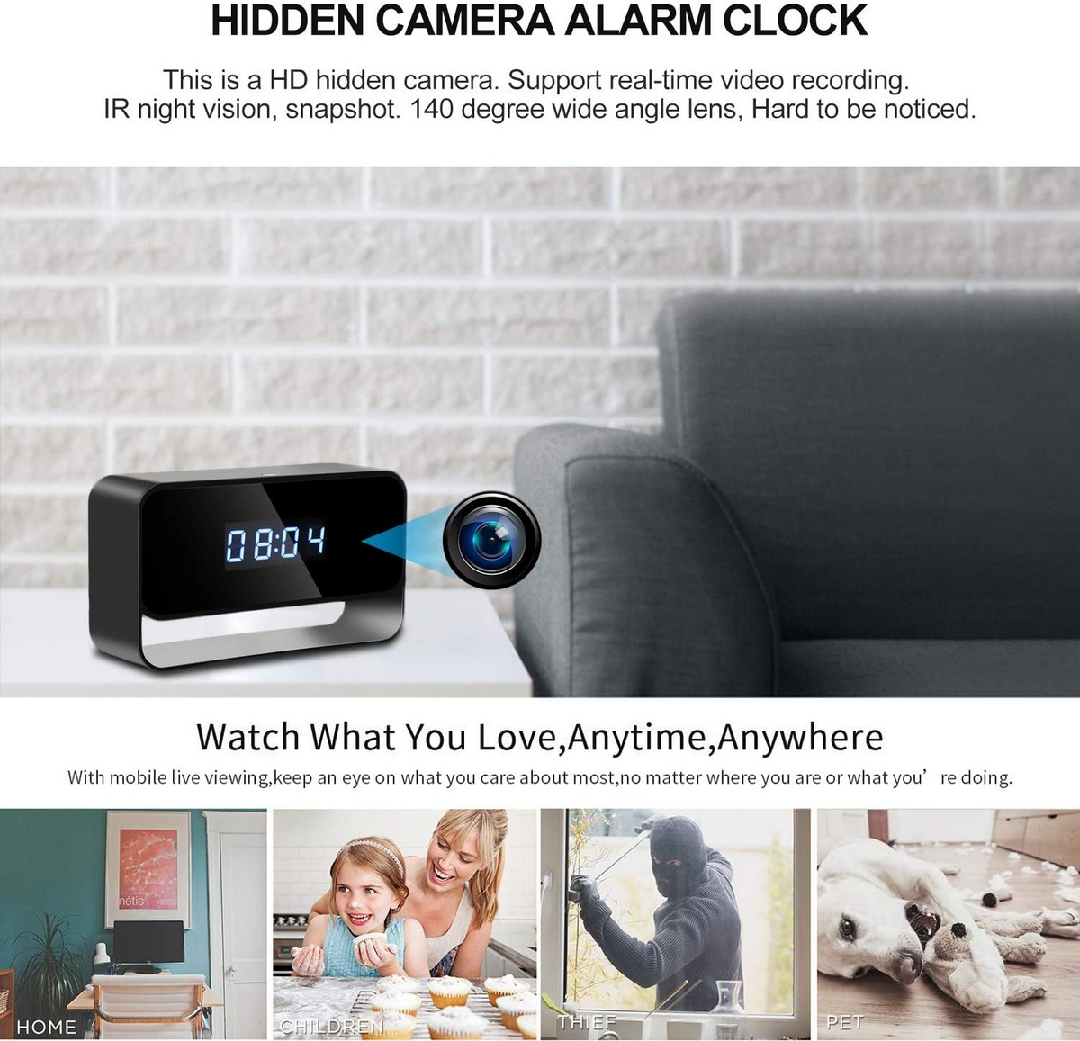 digital alarm clock with wifi camera
