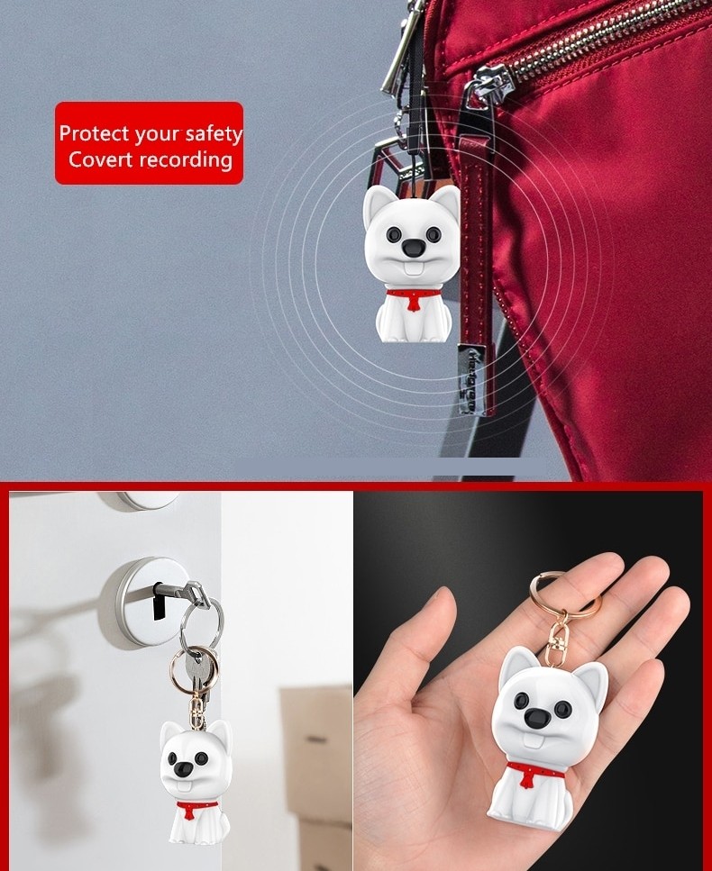 mini spy recorder in a dog keychain