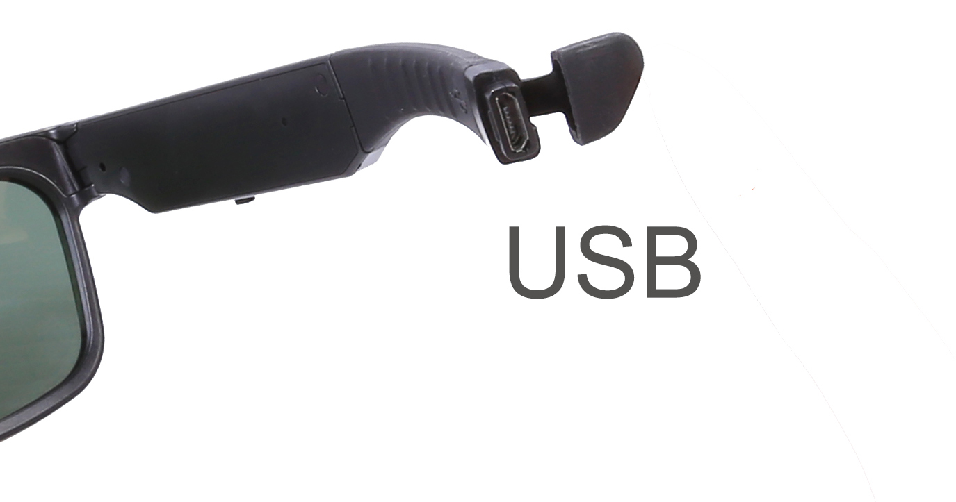 glasses with camera discreet recording - hidden USB port