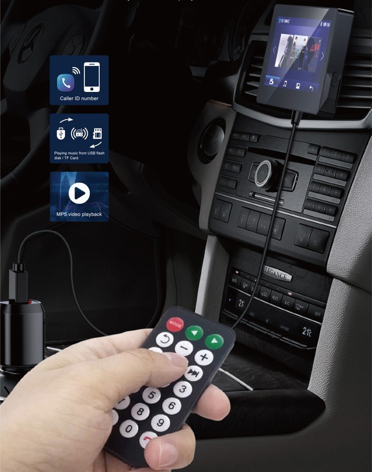 car monitor with hands-free fm transmitter and video