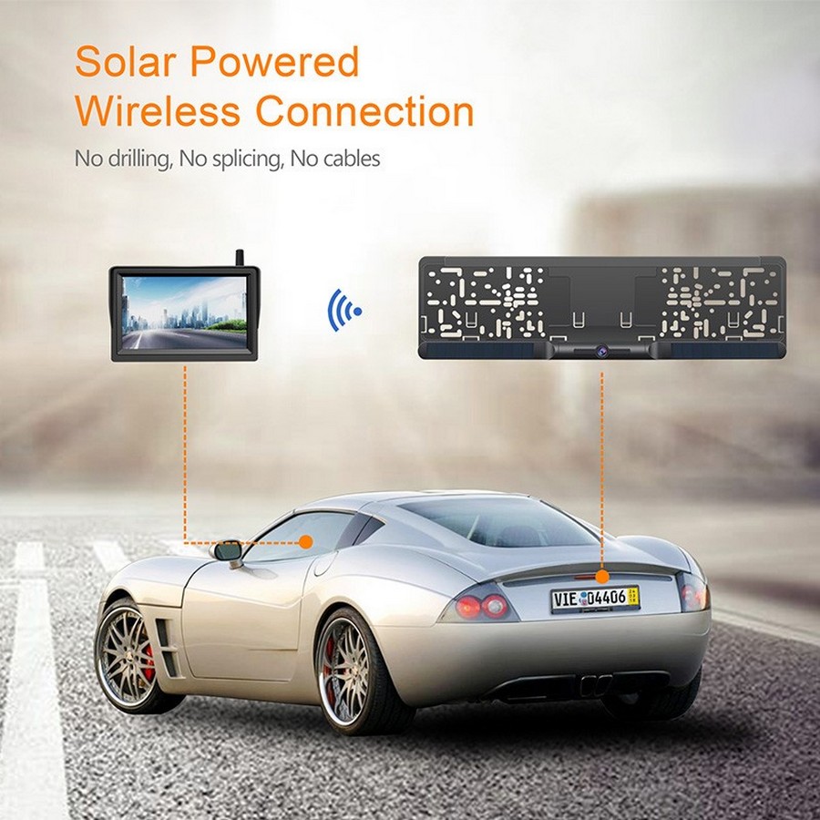 Solar WiFi reversing 170° rear car camera