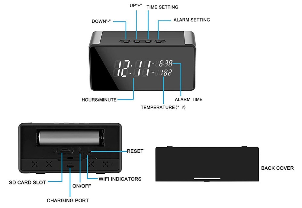 clock with hidden wifi camera